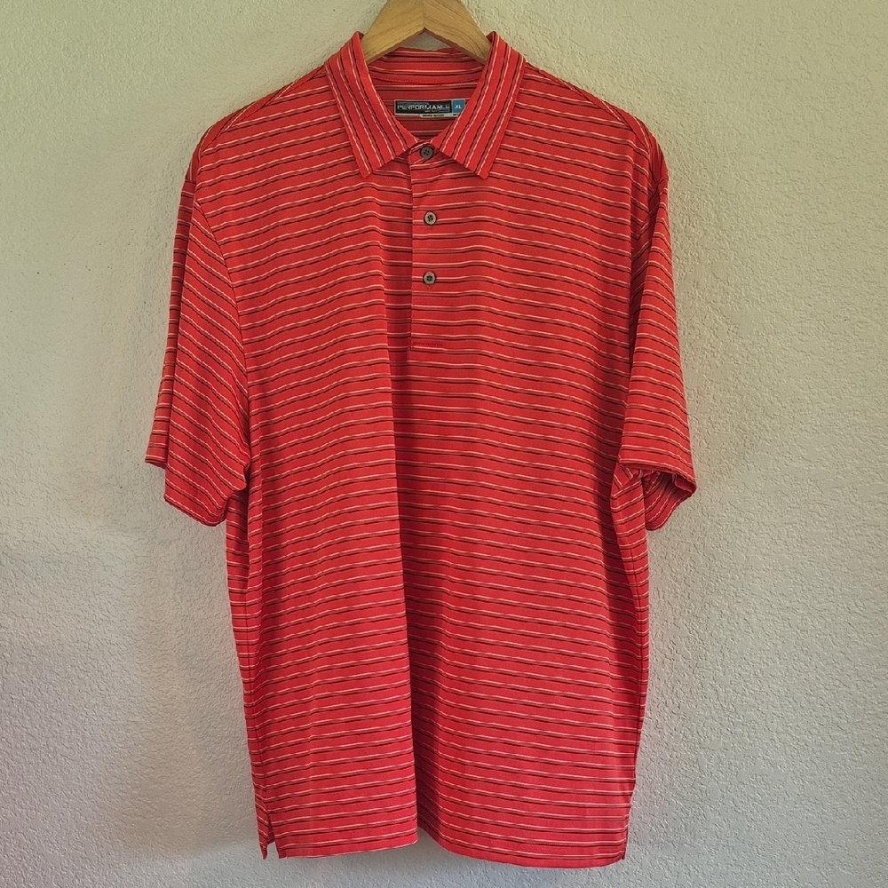 Roundtree & Yorke Red Polo Shirt Classic Striped Design